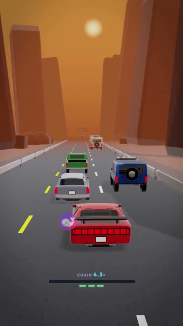 Video cover: a red sports car weaving between cars on a canyon highway in Redline Run